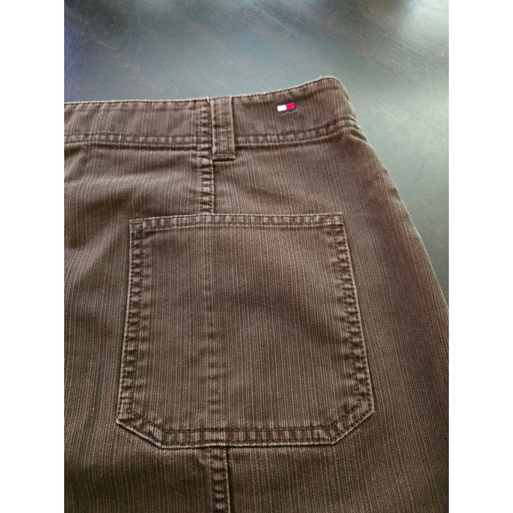 Vintage Y2K Preppy Tommy Hilfiger Brown Corduroy Button-Front Mini Skirt Size 8 - Picture 4 of 8